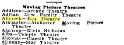 Rex Theatre - From Polks Michigan Gazetteer 1921 (newer photo)
